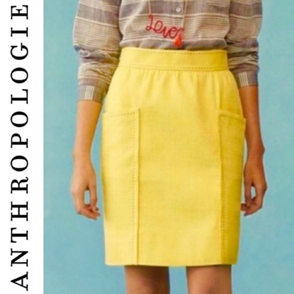 Anthropologie Cartonnier Yellow Skirt Size 0